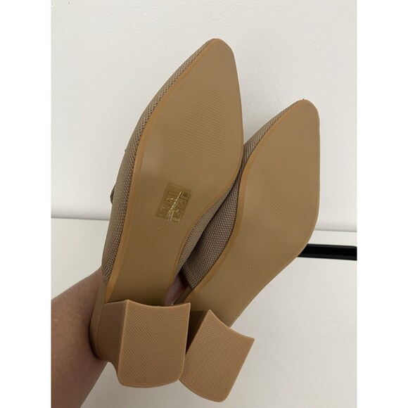 Newbella Women’s Knit Pointed Toe Chunky Heel Mules Comfortable Size 8 apricot - Picture 8 of 13